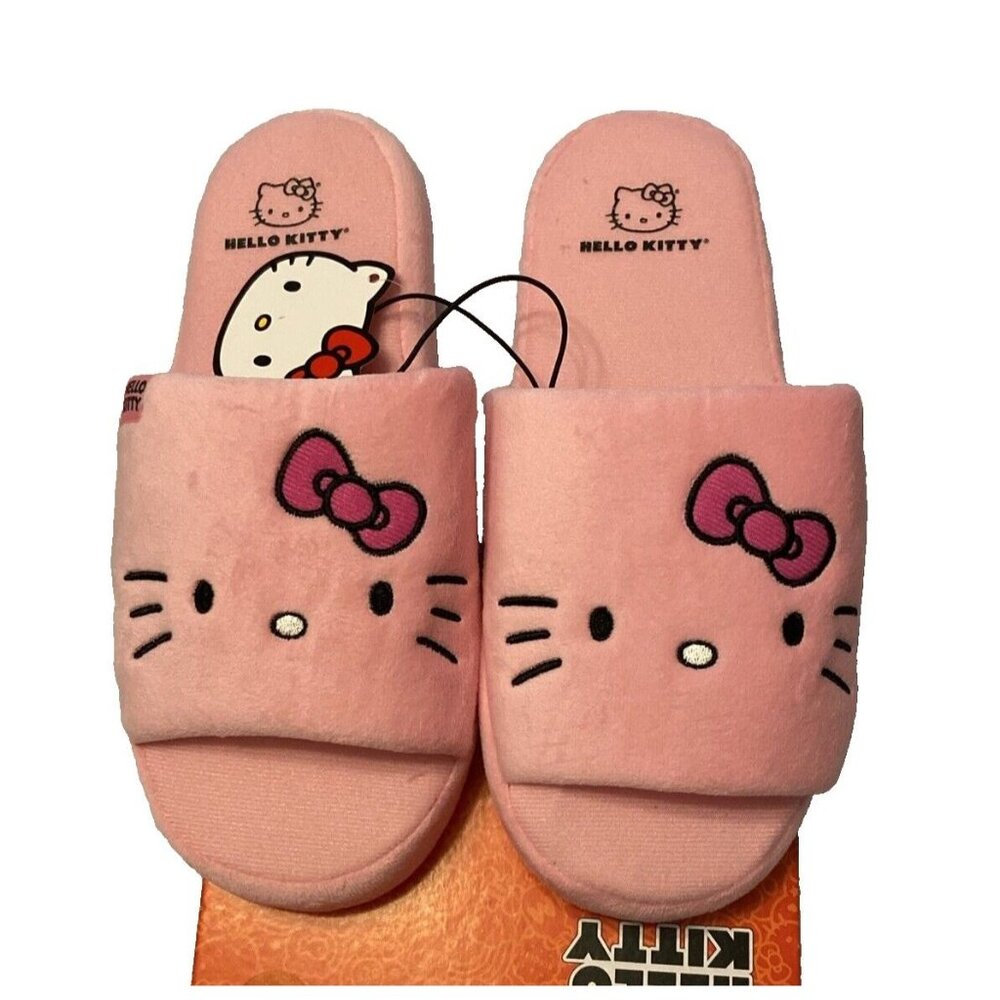 Sanrio Hello Kitty PINK SLIPPERS WOMENS SIZE L 8/9 NEW slip on